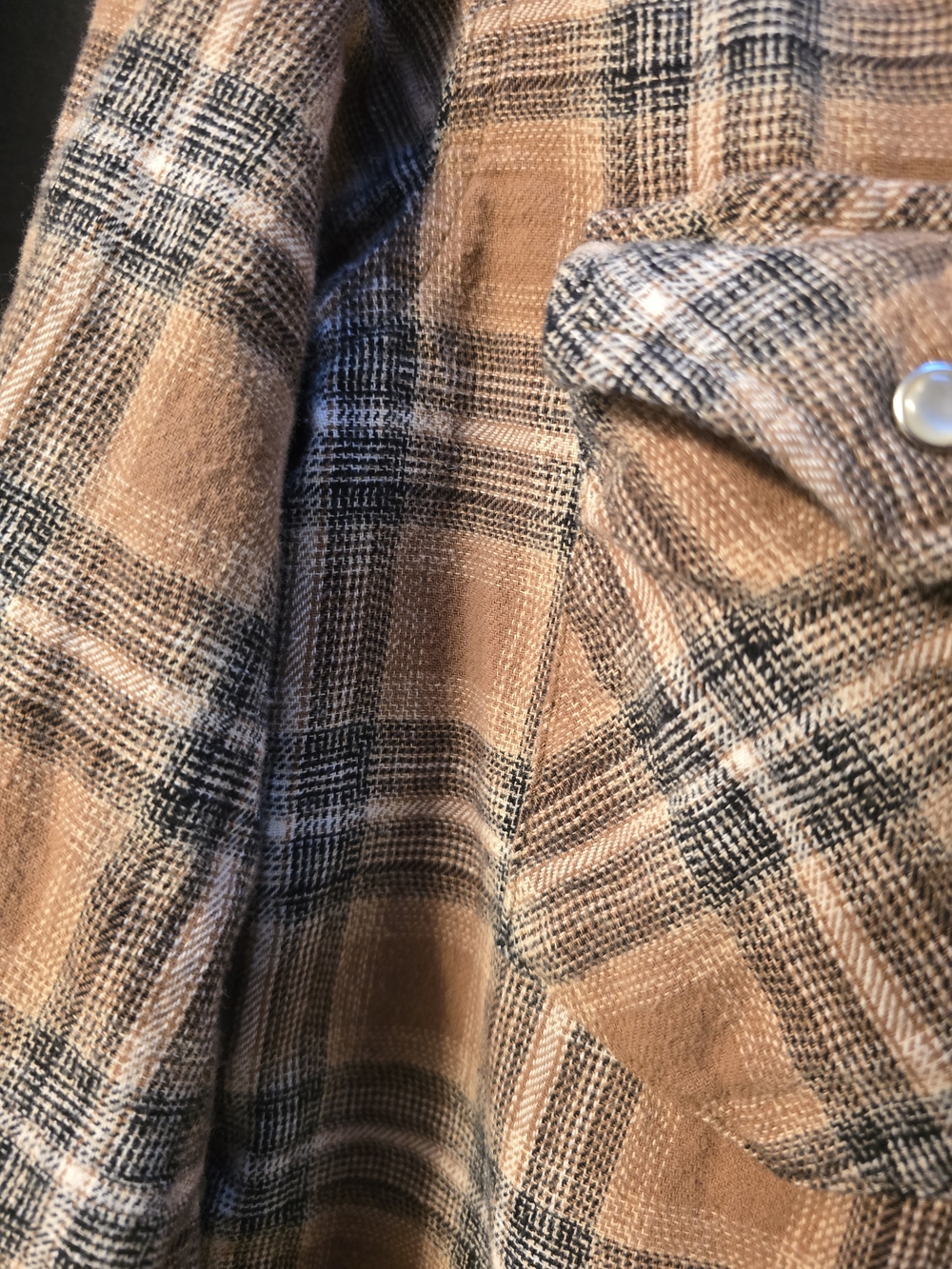 Wrangler Brown Plaid Button-Down Casual Women's Shirt - Picture 6 of 6